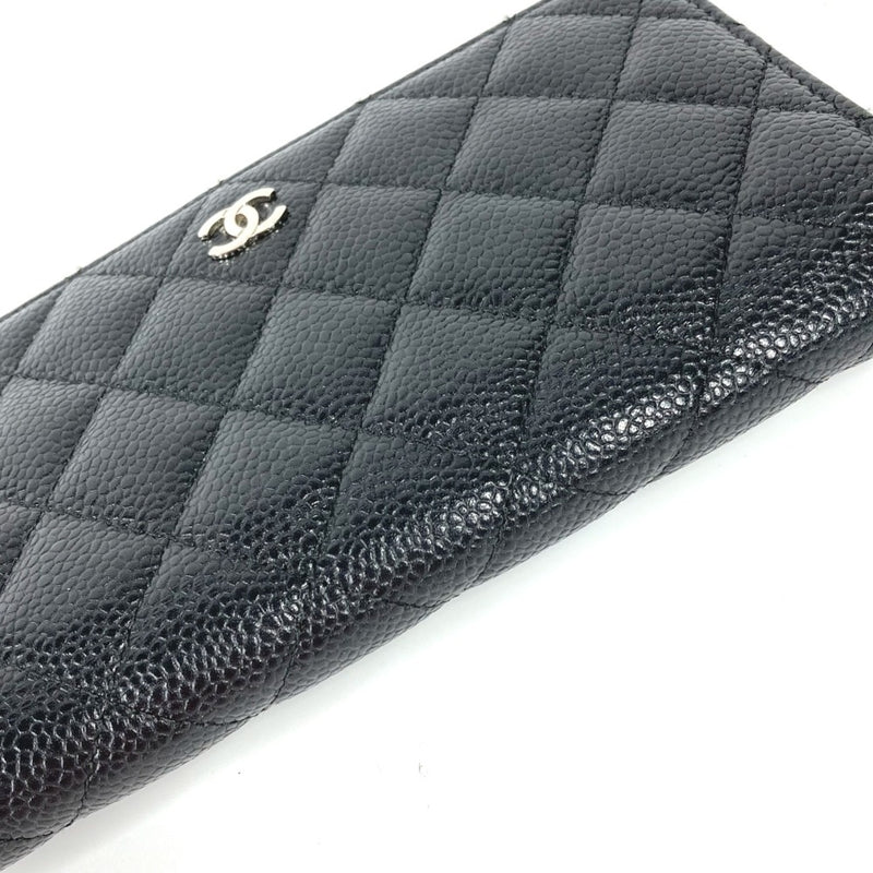 Chanel Long wallet Two fold Long Wallet Black SilverHardware