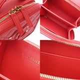 CHANEL CC Filigree Small Vanity Chain Shoulder Bag Red A93343 Women's Caviar Skin Handbag