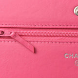 Chanel chain shoulder bag long wallet clutch CHANEL lambskin pink