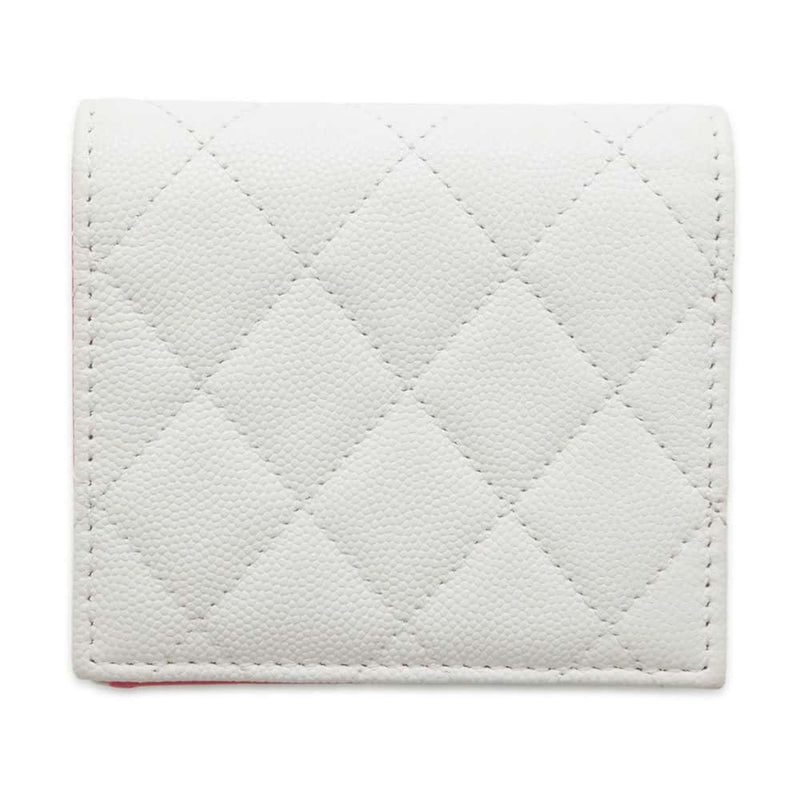 Chanel Bi-fold Wallet Matelasse Coco Mark Caviar Skin AP3185 CHANEL White