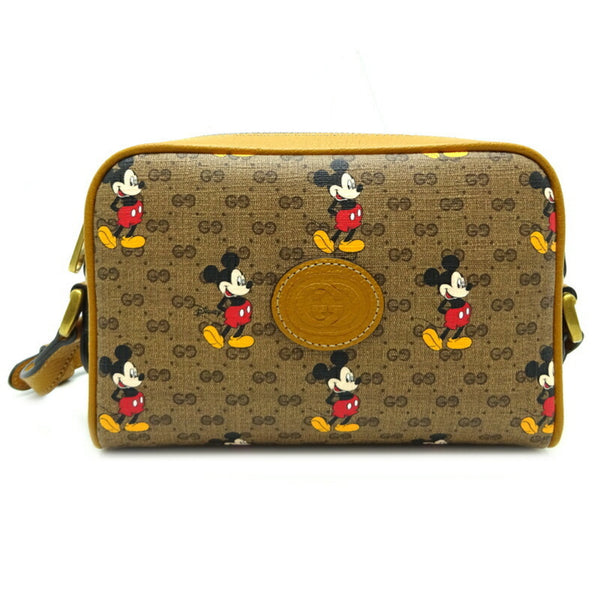 Gucci Disney Collaboration Mickey Small Women's Shoulder Bag 602536 GG Supreme Pattern/Beige