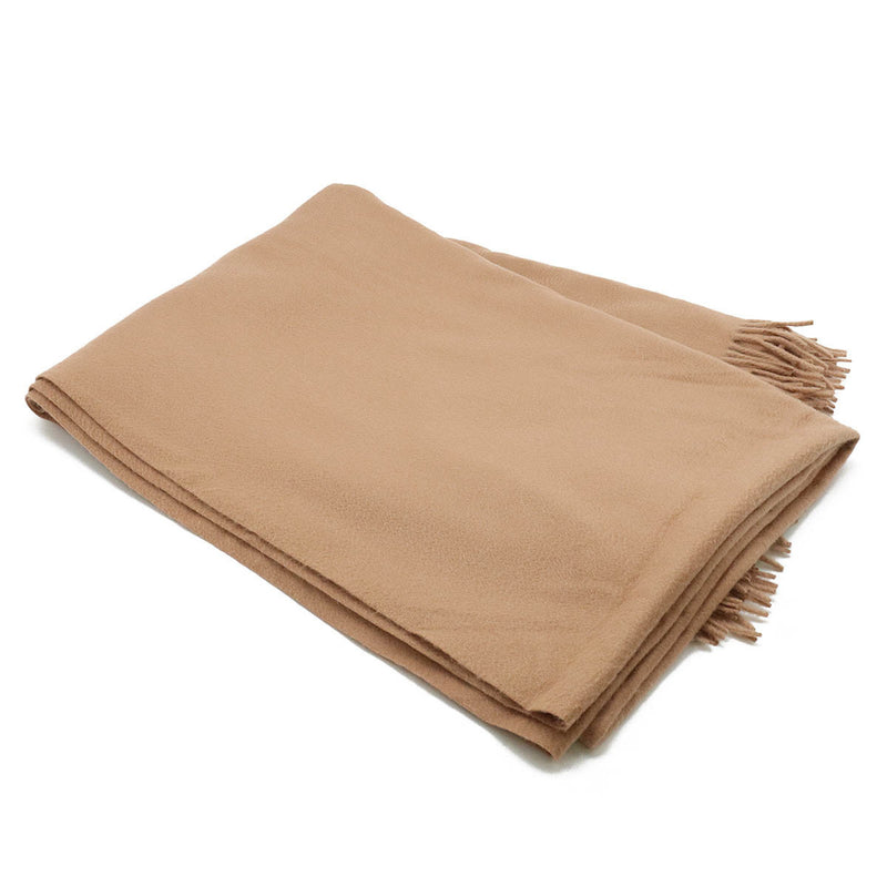 HERMES Hermes Large Stole, Knee Blanket, Embroidered, 100% Cashmere, Camel, Brown