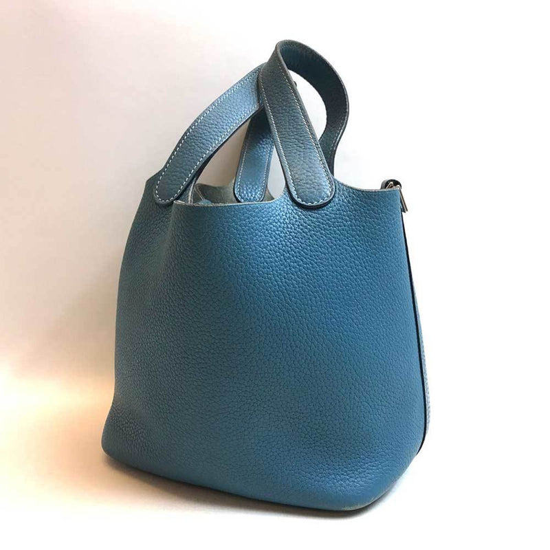 Hermes Picotan Lock PM Blue Jean Handbag B+ Rank Togo HERMES