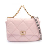 CHANEL 19 Disneuf Matelasse Shoulder Bag Leather Women's Pink AS1160