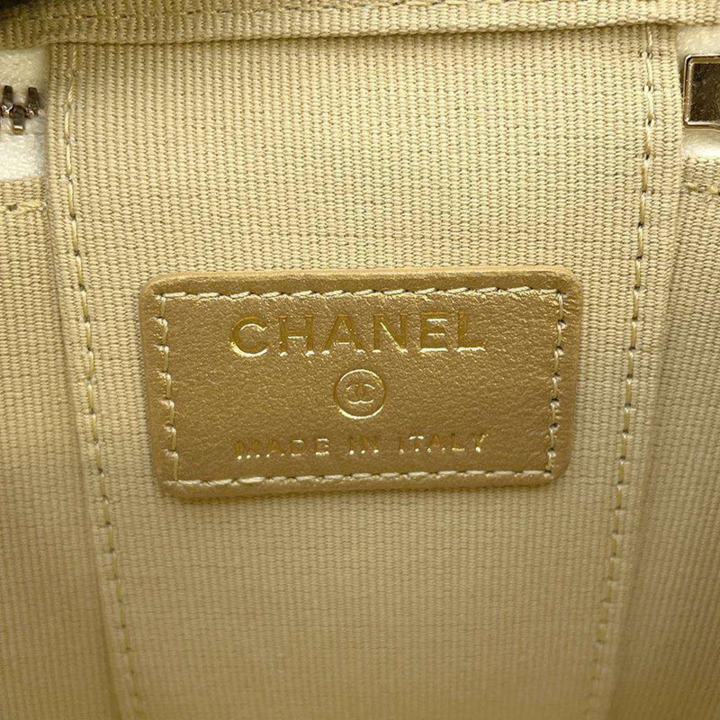 Chanel Chain Shoulder Bag Coco Mark Matelasse Ball Vanity Small AP1447 CHANEL White