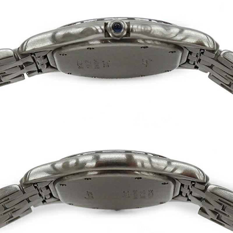 Cartier Watch Boys Panthere Cougar LM Date Quartz Stainless Steel SS W35002F5 Silver Ivory Polished