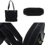 CHANEL Tote Bag Wild Stitch Suede Black Coco Mark Chain Women's