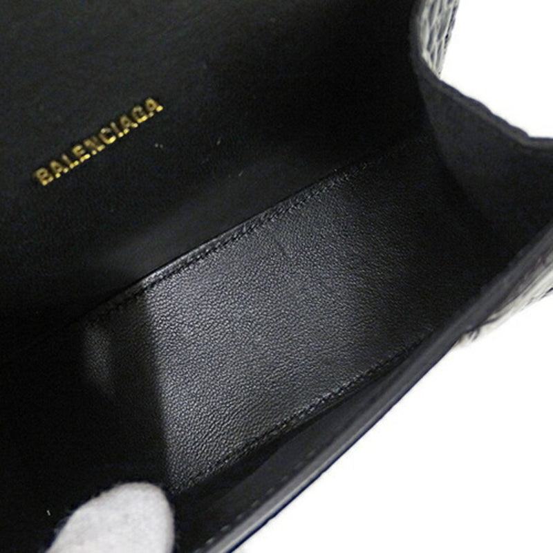 BALENCIAGA Women's Handbag Shoulder Bag 2way Embossed Leather Hourglass XS Black 592833 Micro