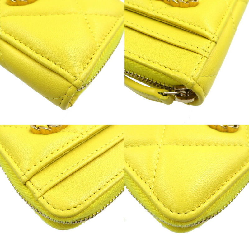 Chanel 19 Random Serial Lambskin Yellow Coin Case 1380CHANEL