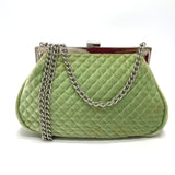 Chanel CC Mark Kisslock Bag Chain Shoulder Bag Green x SilverHardware