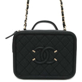 Chanel Chain Shoulder Bag CC Filigree Vanity Caviar Skin A93343 CHANEL Black