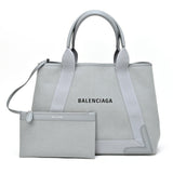 BALENCIAGA Navy Cabas M Tote Bag 581292 Canvas Grey