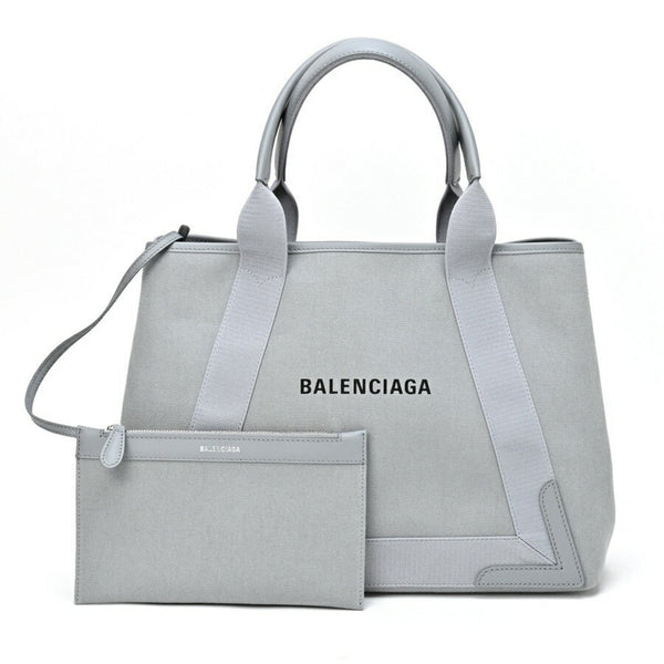 BALENCIAGA Navy Cabas M Tote Bag 581292 Canvas Grey