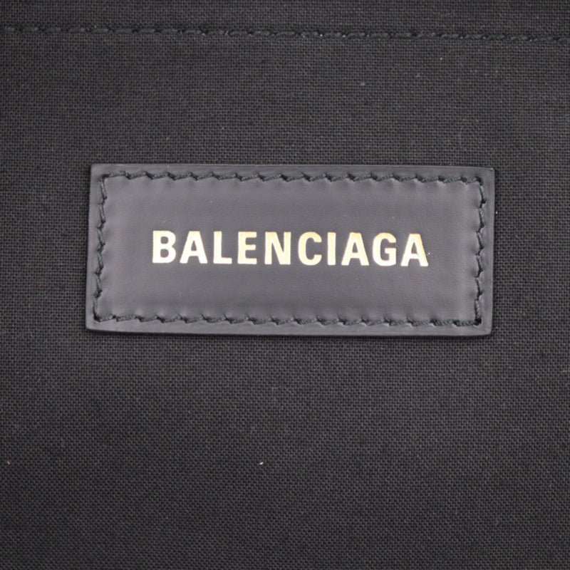 BALENCIAGA Hardware Small Tote Handbag 671402 Canvas Calf Leather Natural Black Shoulder Bag