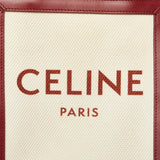 Celine Vertigal Small Handbag Shoulder Bag White Red Canvas Leather Women's CELINE