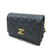 CHANEL Mini Matelasse Chain Wallet Shoulder Bag Black Caviar Skin (Grained Calf) AP3910