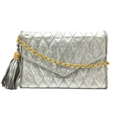 Chanel Quilted Matelasse Bag Chain Pochette Shoulder Bag Silver x GoldHardware