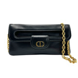 Christian Dior Shoulder Bag Clutch DIOR DOUBLE Leather Black Women's z1637