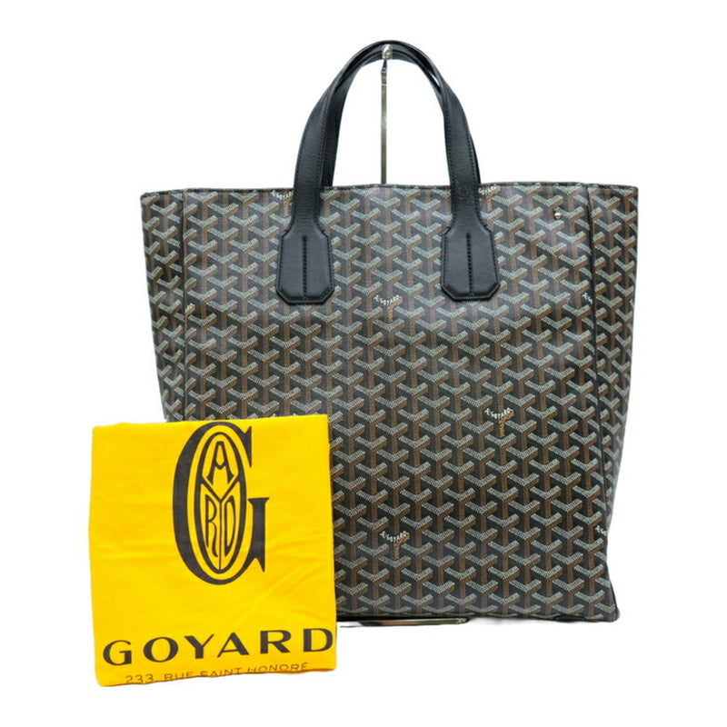 GOYARD Sac Voltaire Tote Bag Handbag Herringbone Leather Black