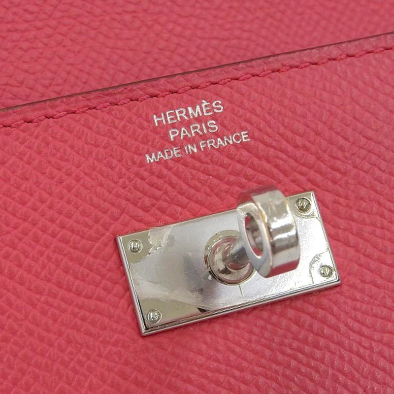 Hermes HERMES Kelly Wallet A Engraved Long Epson Rose Extreme