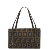 FENDI ZUCCA Handbag Brown Canvas Leather Women's