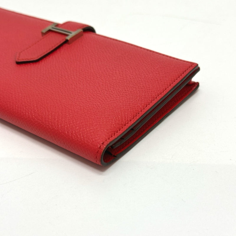 Hermes HHardware 2-fold long wallet Long Wallet Rouge tomato Red