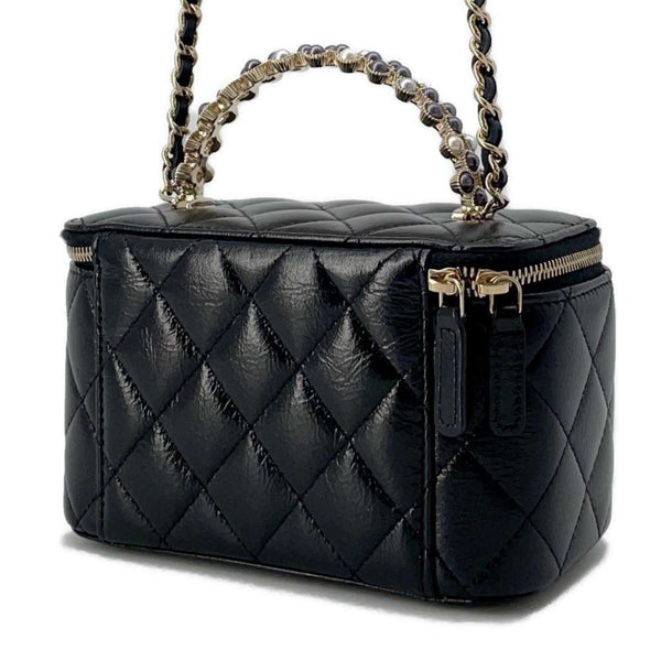 Chanel Chain Shoulder Bag Matelasse Coco Mark Vanity Lambskin CHANEL Black