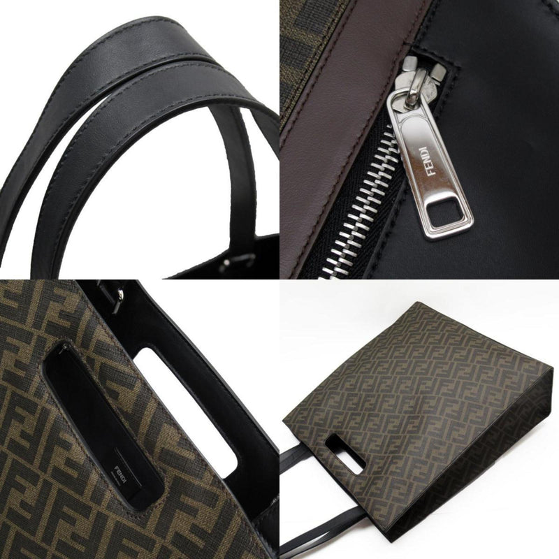 FENDI handbag shoulder bag tote Zucca leather brown black silver men's w0268g