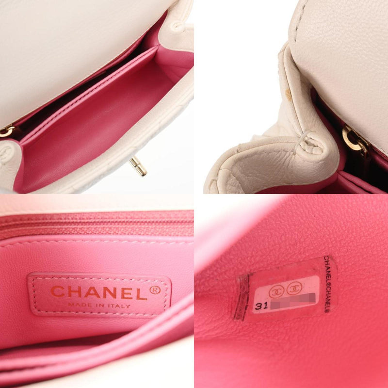 CHANEL Chanel Matelasse XXS White/Rainbow Champagne AS2215 Women's Calfskin Handbag