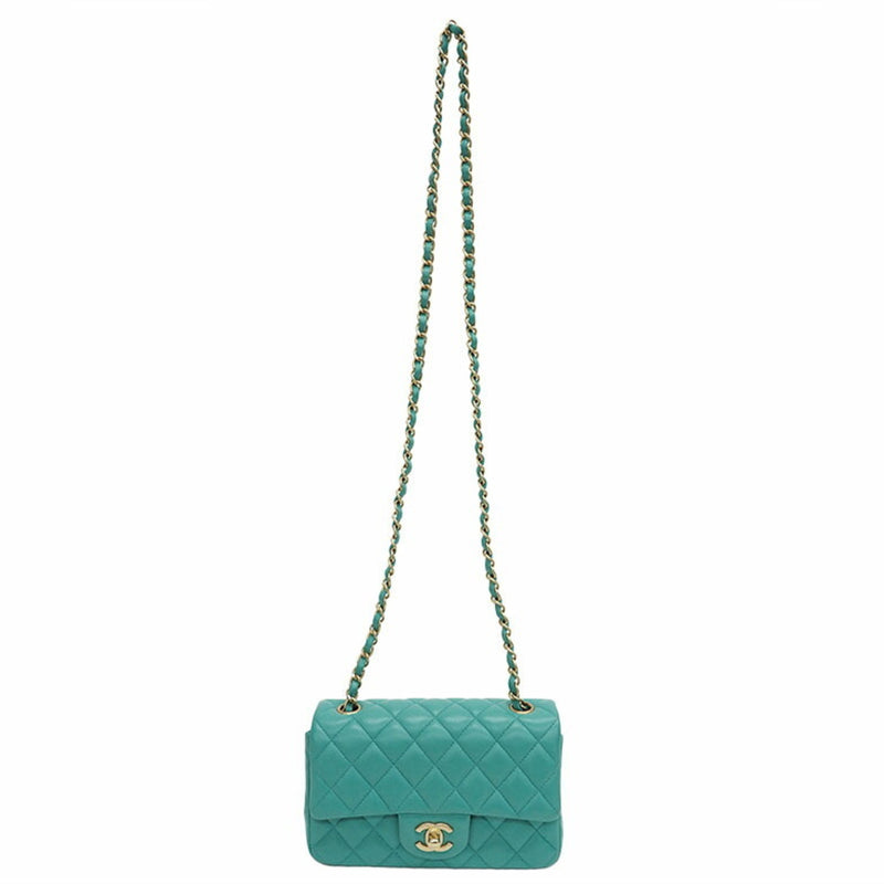 CHANEL Matelasse 20 Flap Bag Chain Shoulder Lambskin A69900 Green x Gold Women's