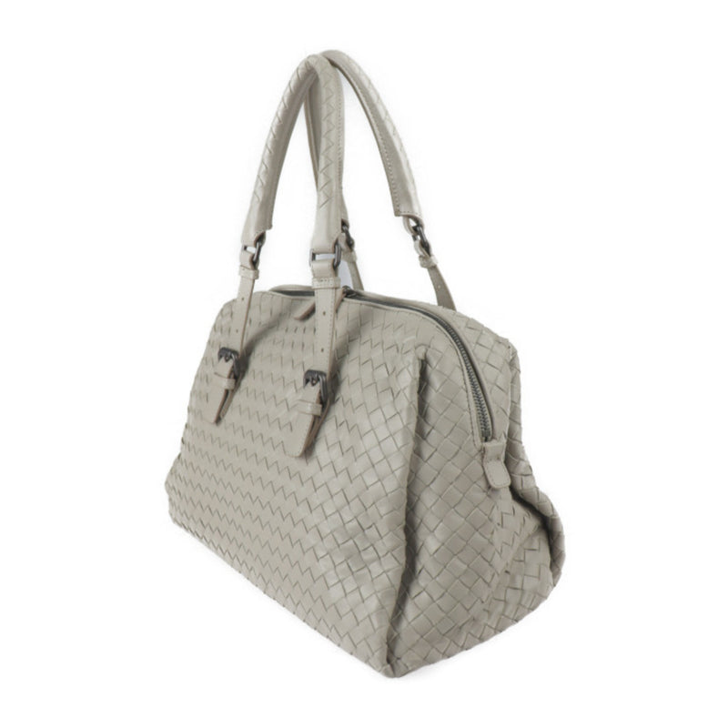 BOTTEGA VENETA Bottega Veneta Prusse Intrecciato Handbag 283363 Leather Light Gray Series Mini Boston Bag