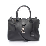 Saint Laurent Baby Cabas YSL Line Handbag Bag Leather Women's Black 424868