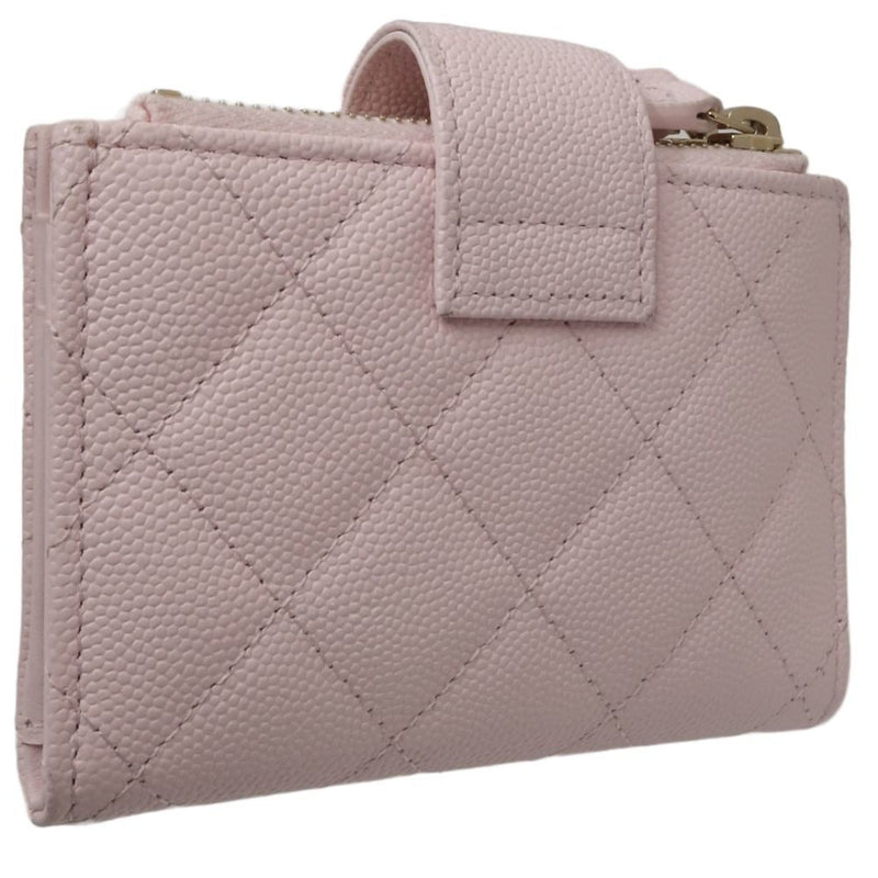 CHANEL Double Zip Card Case Classic Matelasse AP1928 Coin Caviar Skin Pink 083253