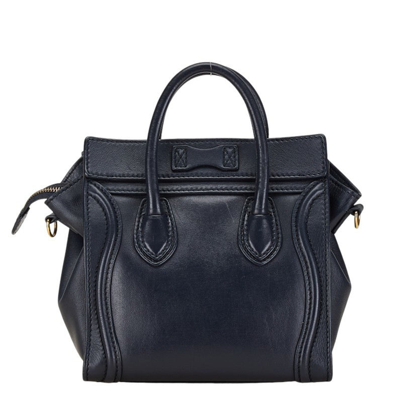 Celine Luggage Nano Shopper Handbag Shoulder Bag Navy Leather Women's CELINE