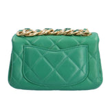 CHANEL Chain Shoulder Bag Lambskin Green Women's