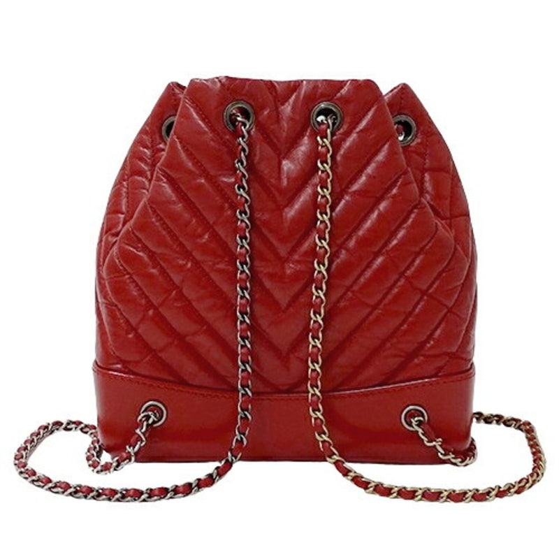 CHANEL Bag Gabrielle de Chanel Small Backpack Women's Leather Red Chain Compact