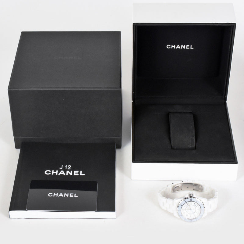 CHANEL H4340 J12 Soft Blue Watch Quartz White Dial 33mm Ceramic SS Ladies