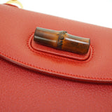 Gucci Bamboo Shoulder Handbag Leather Red 0043GUCCI Strap 6B0043IEZ6