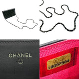 CHANEL Chain Wallet Cambon Line Lambskin Black Women's n0433