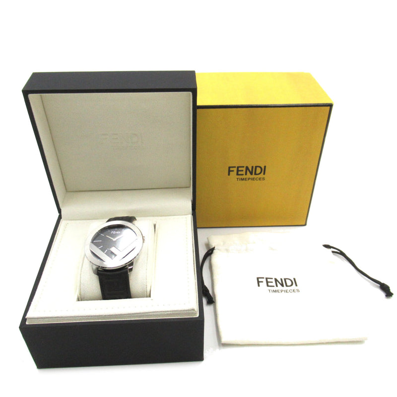 FENDI Ehuise Fendi Wrist Watch FOW972A17OF0ABB Quartz Black Silver Stainless Steel leather FOW972A17OF0ABB