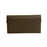 HERMES Kelly Wallet Vaux Epson Leather Long Gray Etoube 72337