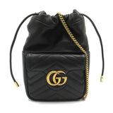 GUCCI GG Marmont Quilted Bucket Shoulder Bag Leather Women's Black 746433AAB7C1000