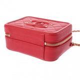 CHANEL CC Filigree Small Vanity Chain Shoulder Bag Red A93343 Women's Caviar Skin Handbag