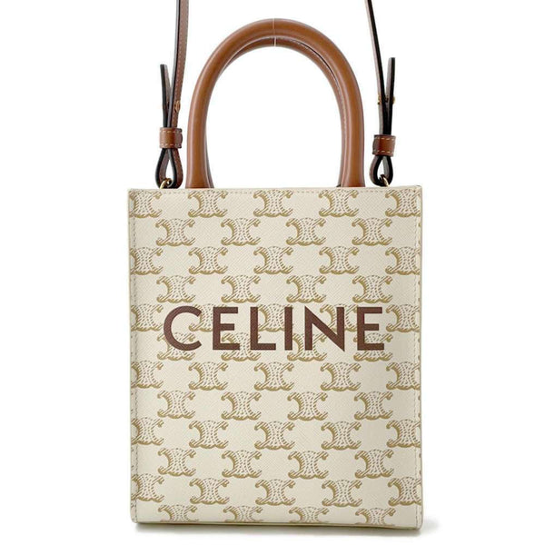 Celine Handbag Triomphe Vertical Cabas 194372 CELINE 2way Shoulder Bag White