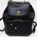 CHANEL Matelasse Backpack Daypack Black Caviar Skin Women's