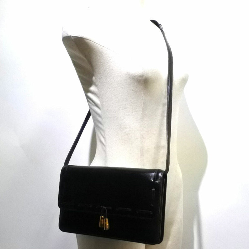 Hermes 2WAY Clutch Tassel Calf Black 〇O Women's Shoulder Bag