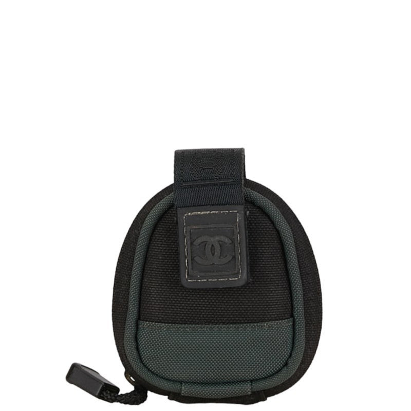 Chanel Coco Mark Sport Line Arm Pouch Black Green Canvas Nylon Women's CHANEL