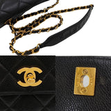 CHANEL Chanel Matelasse Cocomark Matte Caviar Skin Chain Shoulder Bag Black 12309