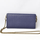 Bottega Veneta Long Wallet Chain Clutch Bag Smartphone Storage BOTTEGA VENETA Intrecciato Blue Atlantico