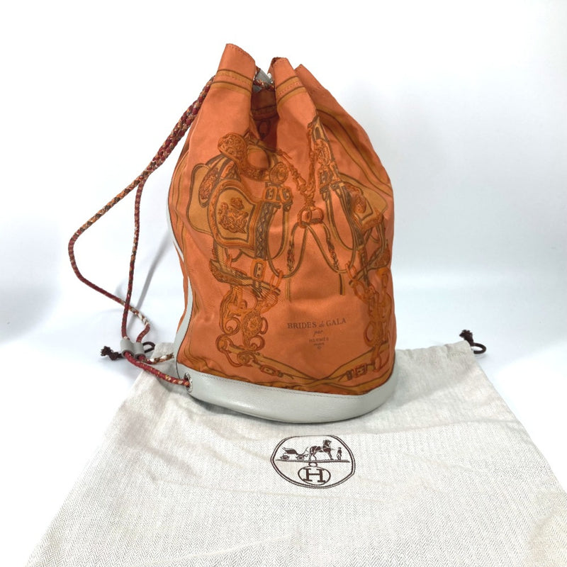 Hermes Shoulder drawstring bag Shoulder Bag Orange White